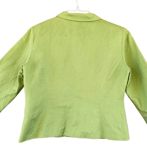 Jessica Howard women’s 14 linen blend lime green 3/4 sleeve blazer beaded detail - Picture 4 of 7